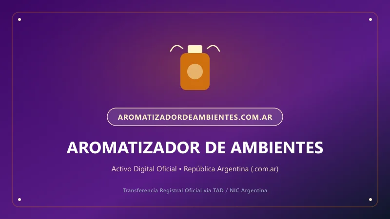 Identidad visual y presentación comercial del nombre de dominio aromatizadordeambientes.com.ar en venta